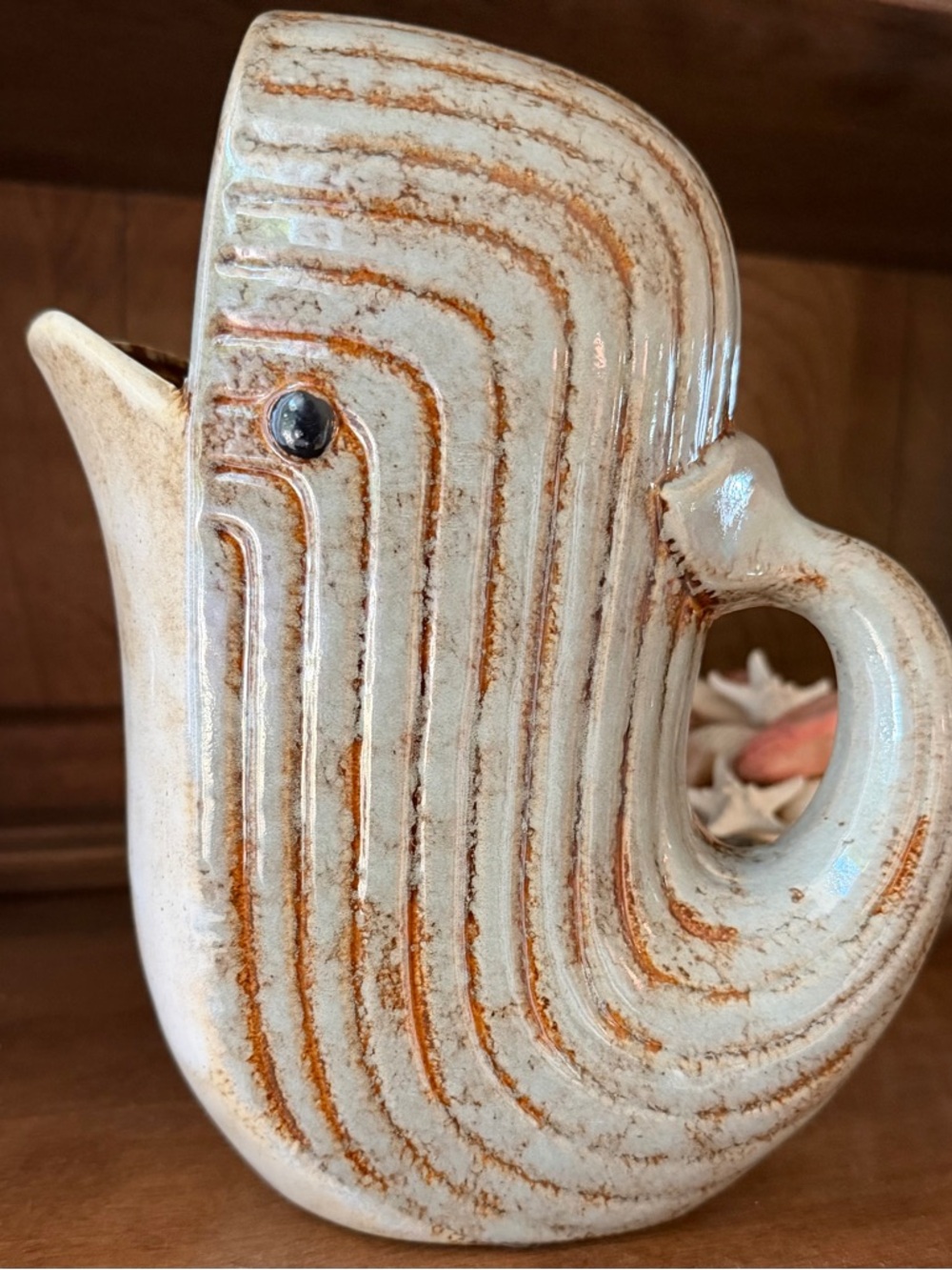 Sandstone Whale Water Jug (or floral vase) 1 Liter Capacity 9”x7”